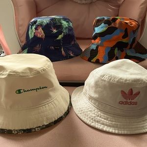 Bucket hats, Adidas & Champion +